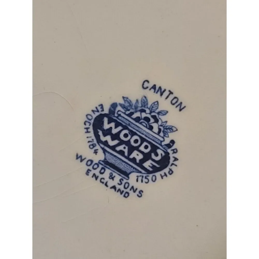 Woods Ware Enoch Ralph Canton Plate Blue‎ White Asian Inspired Decor